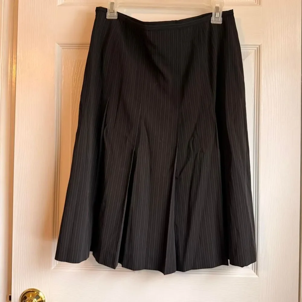 Y2K Minimalist Officesiren Pinstripe Pleated Midi Skirt  Size 8